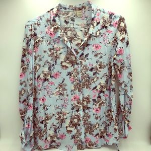 LOVE POTION Button down L/S Floral Blouse Large